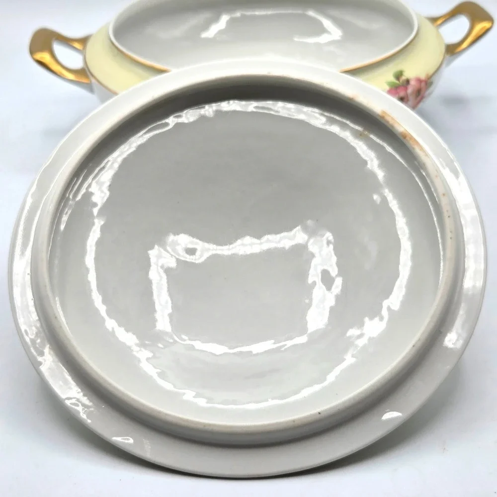 Jackson China Floral Covered Casserole Dish with‎ Lid Gold Rim VINTAGE